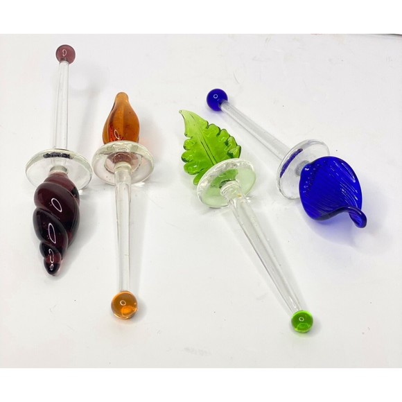 Vintage Set of four Elegant Swizzle Sticks Stirs, Handmade Italian Glass - Picture 5 of 9